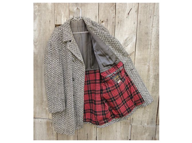 Autre Marque Greitt Grey Herringbone Tweed Wool Coat - view 2