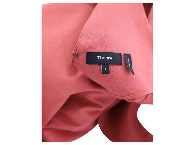 Abito longuette con scollo a V Theory in lino rosso arancione - vista 4
