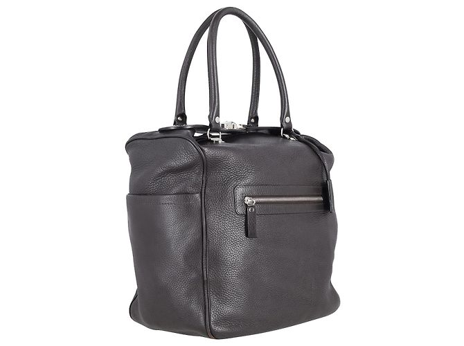Bolsa Joseph com alça frontal em couro preto - vista 2