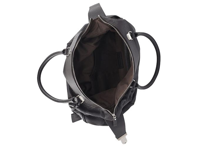 Bolsa Joseph com alça frontal em couro preto - vista 6