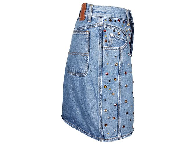 Gonna Sandro Paris Rubyn impreziosita da borchie in denim di cotone blu - vista 2