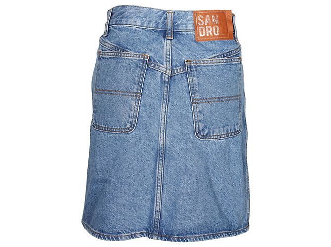 Gonna Sandro Paris Rubyn impreziosita da borchie in denim di cotone blu - vista 3