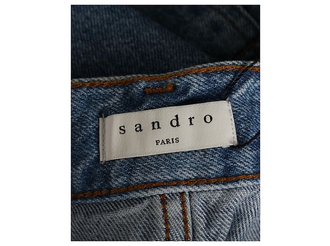 Gonna Sandro Paris Rubyn impreziosita da borchie in denim di cotone blu - vista 4