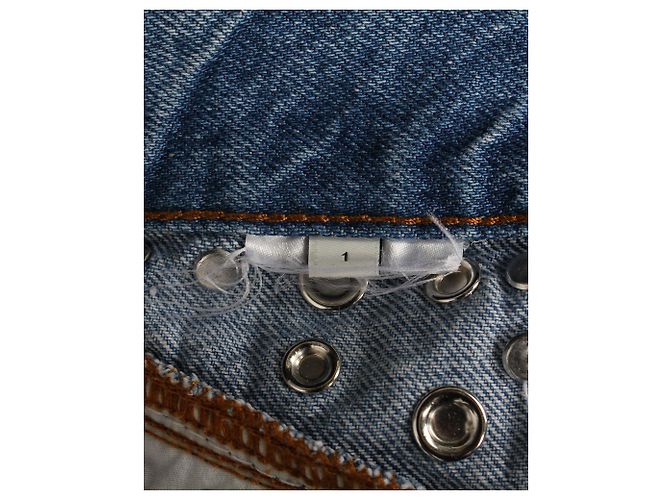 Gonna Sandro Paris Rubyn impreziosita da borchie in denim di cotone blu - vista 5