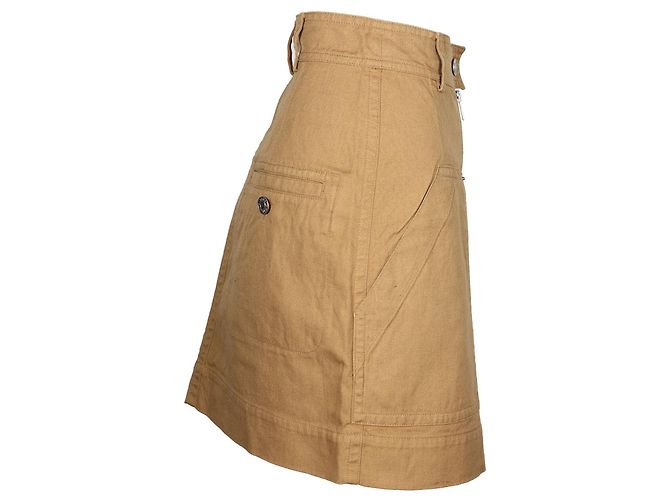 Falda utilitaria evasé Isabel Marant Etoile en lino marrón Castaño - vista 2
