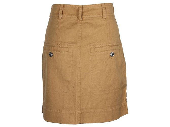 Falda utilitaria evasé Isabel Marant Etoile en lino marrón Castaño - vista 3