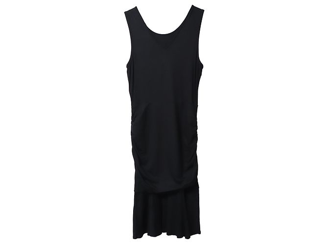 Diane Von Furstenberg Ärmelloses, gerafftes Midikleid aus schwarzer Viskose - Ansicht 4