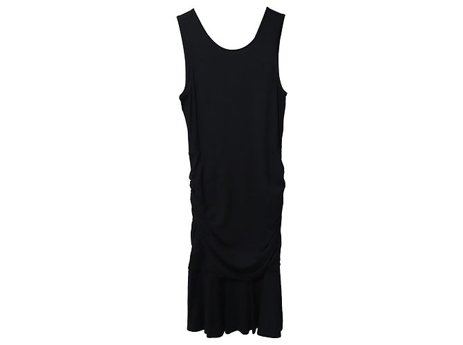 Diane Von Furstenberg Ärmelloses, gerafftes Midikleid aus schwarzer Viskose - Ansicht 5