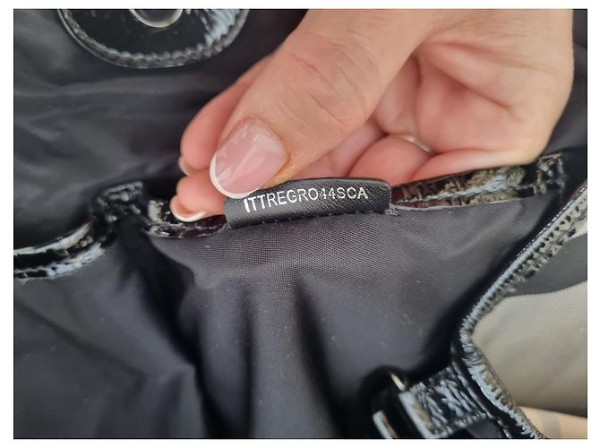 Borsa tote Burberry in tela grigia e pelle nera Grigio - vista 12