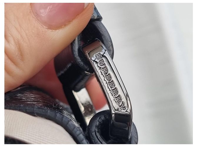 Borsa tote Burberry in tela grigia e pelle nera Grigio - vista 5