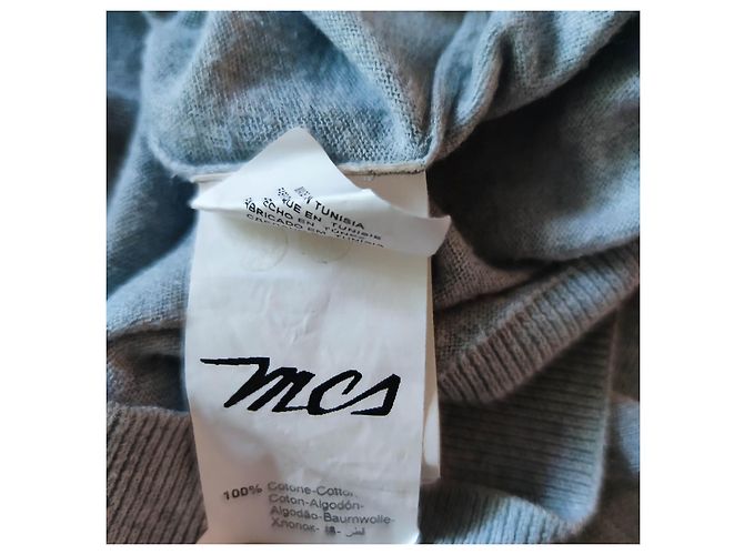 Autre Marque Pull col V MCS gris en coton - vue 4