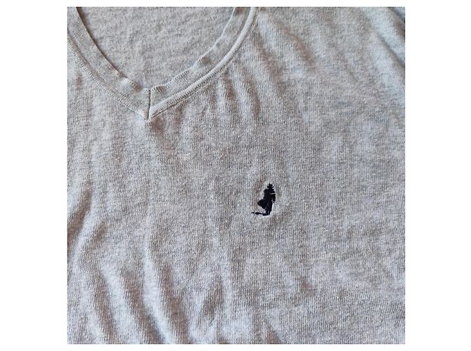 Autre Marque Pull col V MCS gris en coton - vue 6