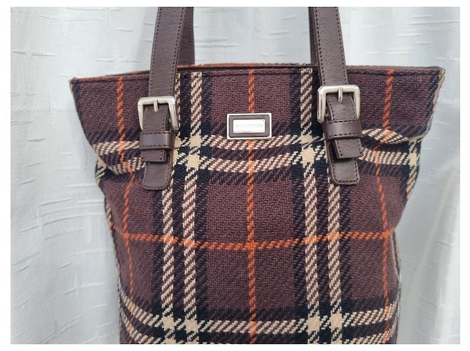 Borsa Burberry in lana con stampa check marrone scuro - vista 12