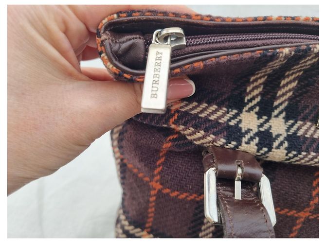 Borsa Burberry in lana con stampa check marrone scuro - vista 6