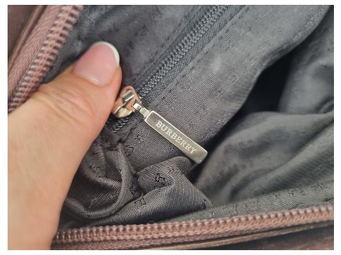 Borsa Burberry in lana con stampa check marrone scuro - vista 7
