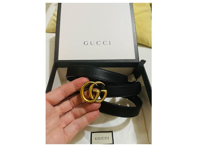 Marmont Gucci Gürtel mit GG Schnalle schwarzes Leder - Ansicht 11