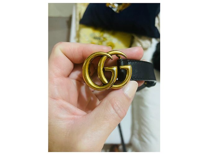 Marmont Gucci Gürtel mit GG Schnalle schwarzes Leder - Ansicht 12
