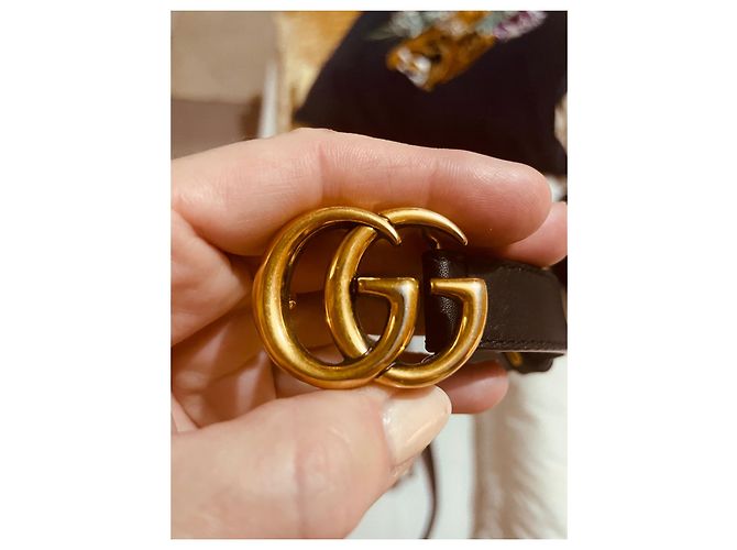 Marmont Gucci Gürtel mit GG Schnalle schwarzes Leder - Ansicht 13
