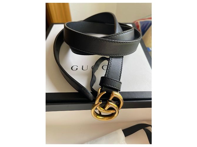 Marmont Gucci Gürtel mit GG Schnalle schwarzes Leder - Ansicht 3