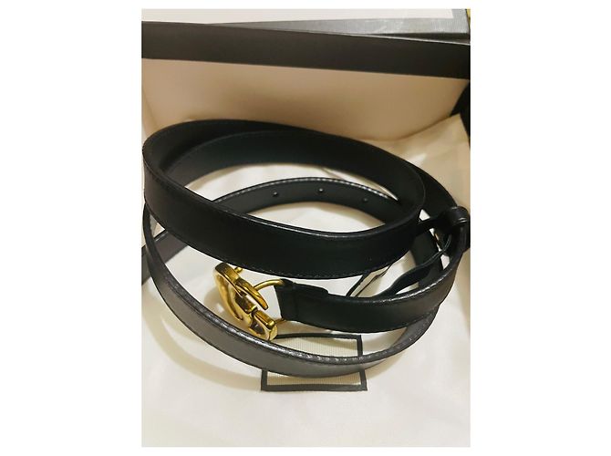Marmont Gucci Gürtel mit GG Schnalle schwarzes Leder - Ansicht 8