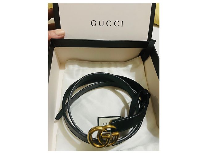 Marmont Gucci Gürtel mit GG Schnalle schwarzes Leder - Ansicht 9