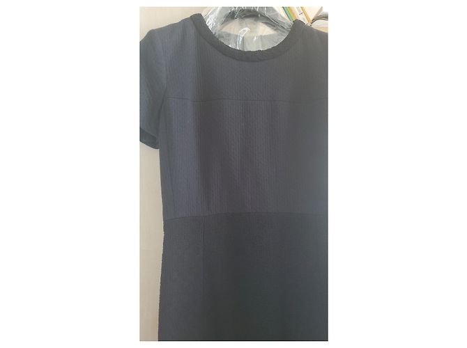 Bellissimo abito Chanel in tweed e cotone Blu scuro - vista 2