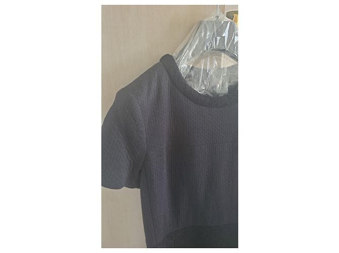 Bellissimo abito Chanel in tweed e cotone Blu scuro - vista 3