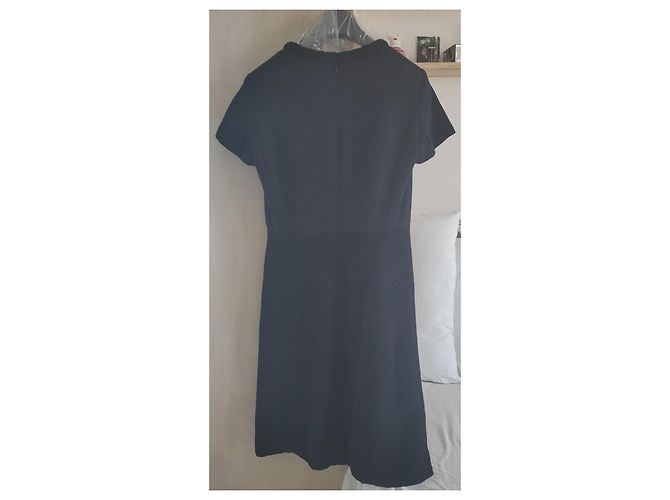 Bellissimo abito Chanel in tweed e cotone Blu scuro - vista 4