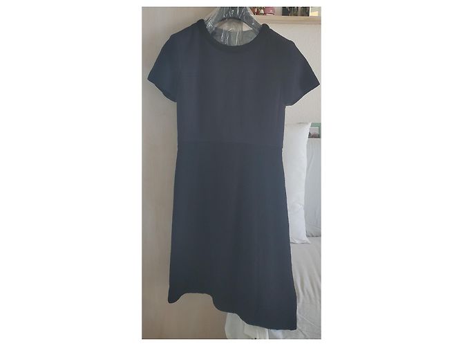 Bellissimo abito Chanel in tweed e cotone Blu scuro - vista 5