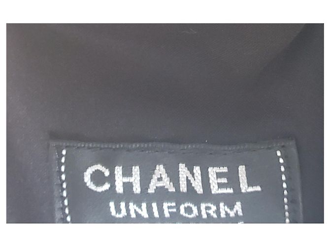Bellissimo abito Chanel in tweed e cotone Blu scuro - vista 6