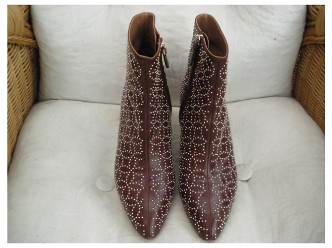 Botines Alaïa de piel marrón Castaño - vista 2