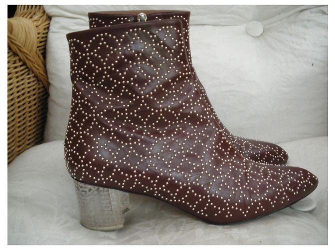 Botines Alaïa de piel marrón Castaño - vista 3