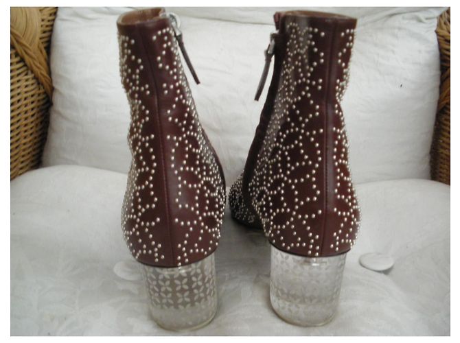 Botines Alaïa de piel marrón Castaño - vista 5