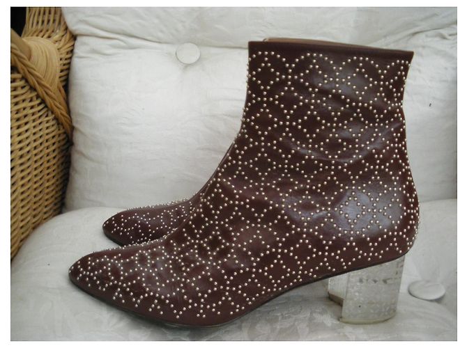Botines Alaïa de piel marrón Castaño - vista 6