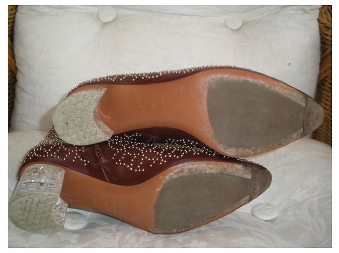 Botines Alaïa de piel marrón Castaño - vista 7