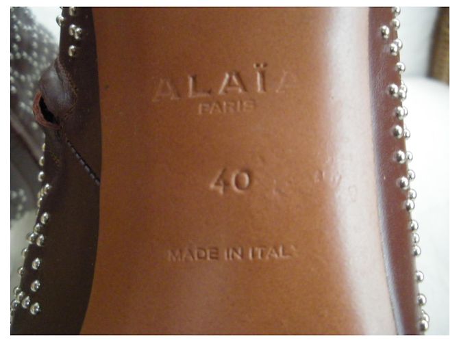 Botines Alaïa de piel marrón Castaño - vista 8