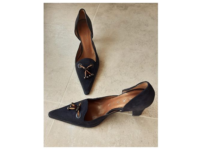 Autre Marque Décolleté LARIO in camoscio blu navy tacco 8cm - vista 2