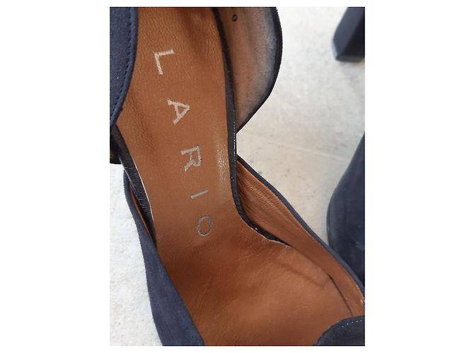Autre Marque Décolleté LARIO in camoscio blu navy tacco 8cm - vista 4