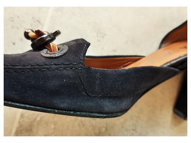Autre Marque Décolleté LARIO in camoscio blu navy tacco 8cm - vista 6
