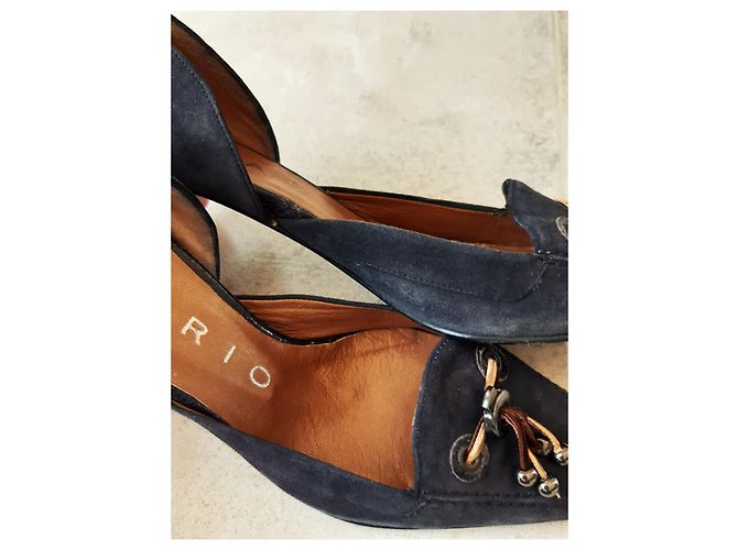 Autre Marque Décolleté LARIO in camoscio blu navy tacco 8cm - vista 7