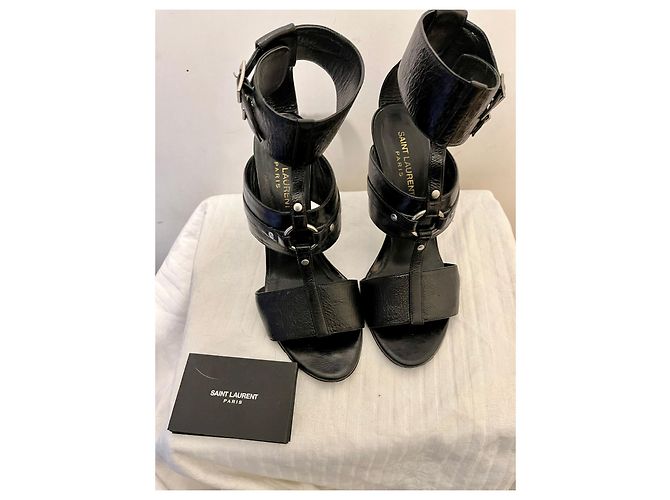 Gladiator-Sandalen mit hohem Absatz von Saint Laurent Schwarz - Ansicht 3