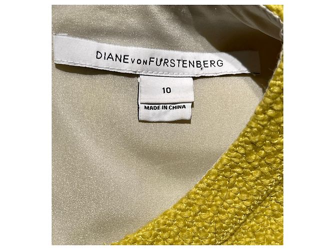 Diane Von Furstenberg DvF Jackie Novelty Boucle Tweed Kleid Gelb Senf - Ansicht 4