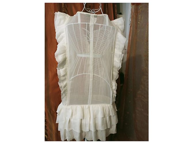 Abito Maje in seta color eggshell Bianco sporco - vista 3