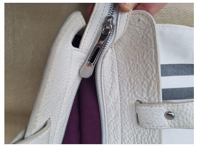 Borsa Tote Burberry in Tela Ecru e Nero Crudo - vista 8