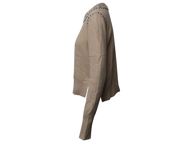 Miu Miu verzierter Langarmpullover aus brauner Wolle - Ansicht 2