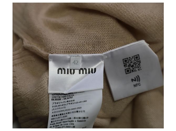 Miu Miu verzierter Langarmpullover aus brauner Wolle - Ansicht 7