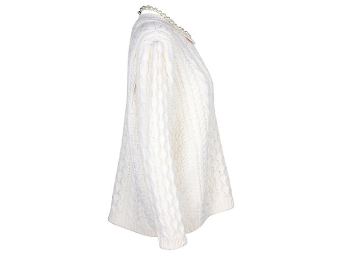 Simone Rocha Strickpullover mit Perlenkette aus elfenbeinfarbener Wolle - Ansicht 2