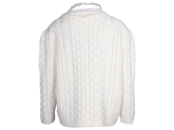 Simone Rocha Strickpullover mit Perlenkette aus elfenbeinfarbener Wolle - Ansicht 3