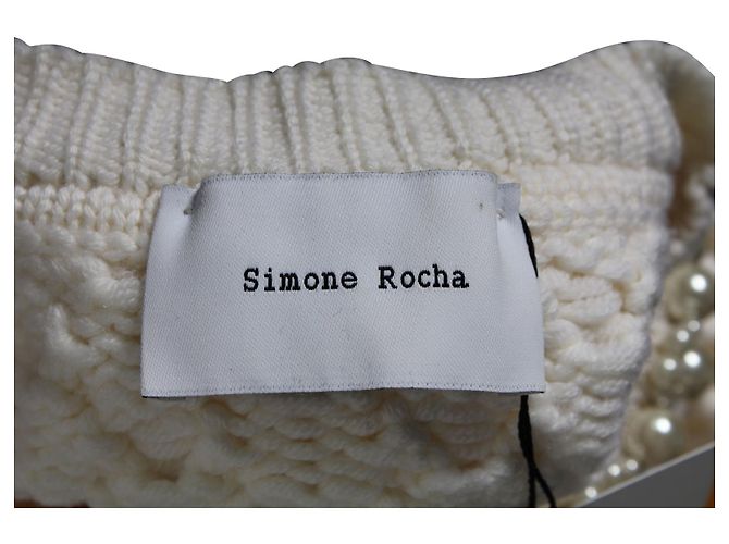 Simone Rocha Strickpullover mit Perlenkette aus elfenbeinfarbener Wolle - Ansicht 4