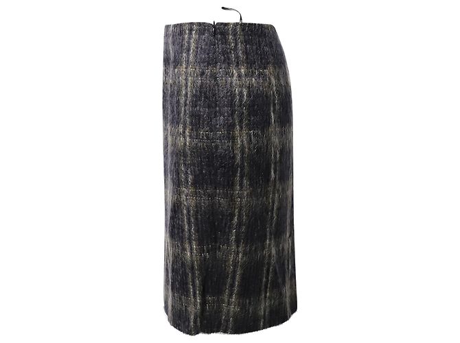 Falda a cuadros hasta la rodilla de Max Mara en mohair gris - vista 2